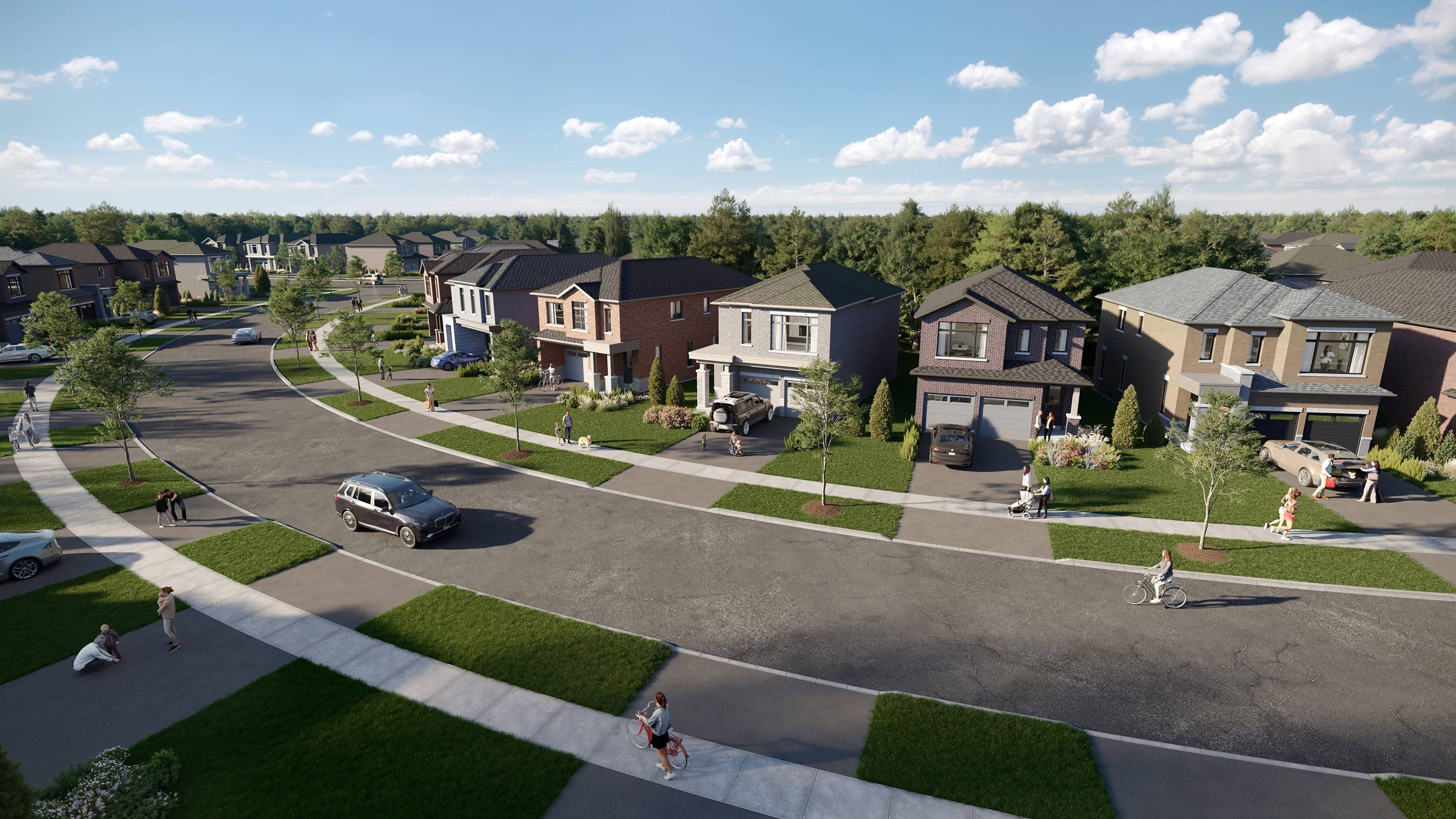 Streetscape of detached homes along a curving North Hill street